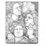 Untitled (Five Sybils) by MaryLou Higgins, Graphite on canvas, sold May 2021