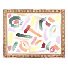 Abstract Composition by Sam Ezell, Oil on recycled canvas (with previous painting to canvas verso), sold May 2021