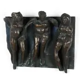 Three Nudes by Abbot Lawrence Pattison, Partially polished bronze relief plaque, sold May 2021