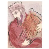 David and His Harp by Marc Chagall, Lithograph in colors, sold May 2021