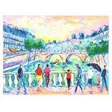 Paris en Octobre by Jean Claude Picot, Serigraph in colors on canvas, sold May 2021