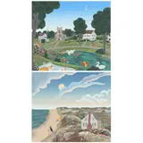 East Hampton and Amagansett by Thomas McKnight, Each a silkscreen print in colors, sold May 2021