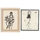 Two Figural Works by Gerald Andrea, Watercolor on paper, sold May 2021