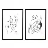 Two Figural Line Drawings by Carlito Dalceggio, Ink on paper, sold May 2021