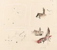 Abstract composition by Madeleine Pyk, 1968, Mixed media, sold Oct 2026