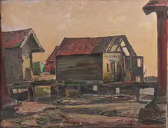 Fishing village by Edvin Ollers, 1933, Oil painting, sold Oct 2026