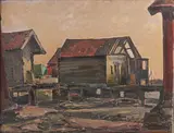 Fishing village by Edvin Ollers, 1933, Oil painting, sold Oct 2026