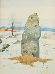 Runestone by Olle Cronsjö, Watercolour, sold Oct 2026