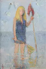Girl with a net by Stig Södersten, Oil painting, sold Oct 2026