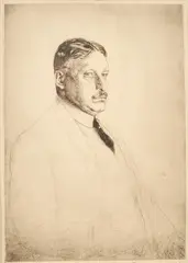 Portrait of Eliel Löfgren by Axel Fridell, 1928, Drypoint etching, sold Oct 2026