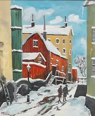 Winter motif by Max Hellberg, Oil painting, sold Oct 2026