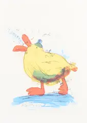 And-nöd by Lasse Åberg, Colour lithograph, sold Oct 2026