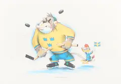 Idrottens svans by Lasse Åberg, Colour lithograph, sold Oct 2026