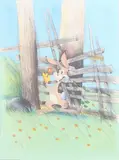 Hare i sommardräkt efter Bruno Liljefors by Lasse Åberg, Colour lithograph, sold Oct 2026