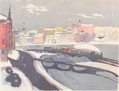 Stockholm motif by Knut Gruva, 1963, Colour lithograph, sold Oct 2026