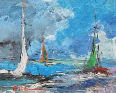 Sailboats by Helmut Mantel, Oil painting, sold Oct 2026