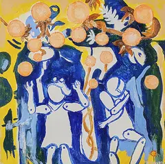 Composition with figures by Ralph Jobsson, oil, sold Oct 2026