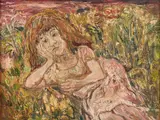 Lady in a meadow by Olle Nordberg, Oil painting, sold Oct 2026