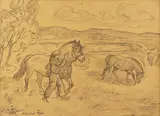 Horses by Acke Åslund, 1930, Mixed media, sold Oct 2026