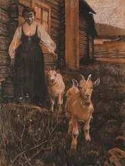 Shepherdess by Ernst Küsel, Mixed media, sold Oct 2026