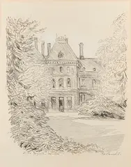 Villa Papyrus by Roland Svensson, 1978, Charcoal drawing, sold Oct 2026