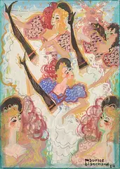Can-can dancers at Moulin Rouge by Maurice Blanchard, 1954, Gouache, sold Oct 2026