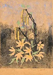 Björkdunge by Maja Fjaestad, Woodcut, sold Oct 2026