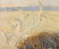 Gulls by Stig Södersten, Oil painting, sold Oct 2026