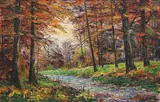 Forest motif by Oidentifierad Konstnär, Oil painting, sold Sep 2026
