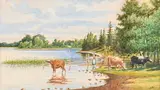Cattle by the water's edge by Oidentifierad Konstnär, 1904, WATERCOLOUR, sold Sep 2026