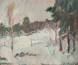 Winter landscape by Woldemar Tank, 1955, Oil painting, sold Sep 2026