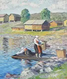 Washerwomen by Anders Altzar, Oil painting, sold Sep 2026