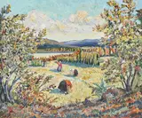Kvinnor på åkern by Akke Hugh Malmeström, Oil painting, sold Sep 2026