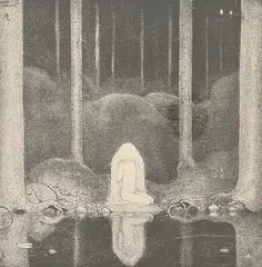 Tuvstarr vid tjärnet by John Bauer, Mezzotint, sold Sep 2026