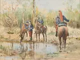 Cavalrymen at a watering hole by Anna Palm de Rosa, Watercolour, sold Sep 2026