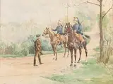 Cavalrymen in conversation by Anna Palm de Rosa, Watercolour, sold Sep 2026
