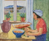 Berry picking by Helge Asker, Oil painting, sold Sep 2026