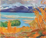 Mountain landscape by Tord Leander Engström, Oil painting, sold Sep 2026