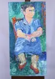 La femme en bleu by Yvonne Mottet, Huile sur panneau, sold Mar 2026