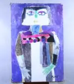 Femme sur fond violet by Yvonne Mottet, Huile sur toile, sold Mar 2026