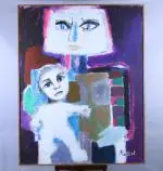 Mère moderne enfant classique by Yvonne Mottet, Huile sur toile, sold Mar 2026