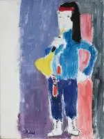 Jeune fille à la trompette by Yvonne Mottet, Huile sur toile, sold Mar 2026