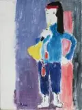 Jeune fille à la trompette by Yvonne Mottet, Huile sur toile, sold Mar 2026