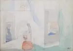 Sept personnages auprès d'une architecture by Marie Laurencin, Crayon et aquarelle, sold Mar 2026