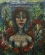 "La rousse dans les fleurs" by Édouard Goerg, 1960, Huile sur toile, sold Mar 2026