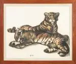 Tigres by Georges Lucien Guyot, Aquarelle sur papier, sold Nov 2025