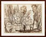 Semur-en-Auxois by André Maire, 1970, Encre et crayon sur papier, sold Nov 2025