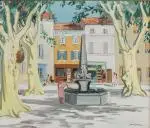 "La Place à Saint-Rémy de Provence" by Yves Brayer, 1955, Huile sur toile, sold Nov 2025
