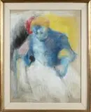 Autoportrait au pinceau by Yvonne Mottet, Pastel, sold Nov 2025