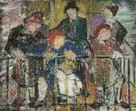 Le balcon by Yvonne Mottet, Huile sur panneau, sold Nov 2025